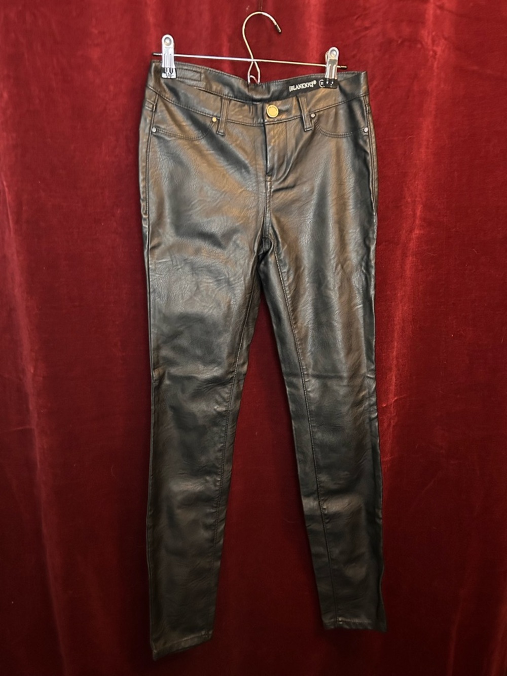 Blank NYC Black Faux Leather Straight Leg Pants